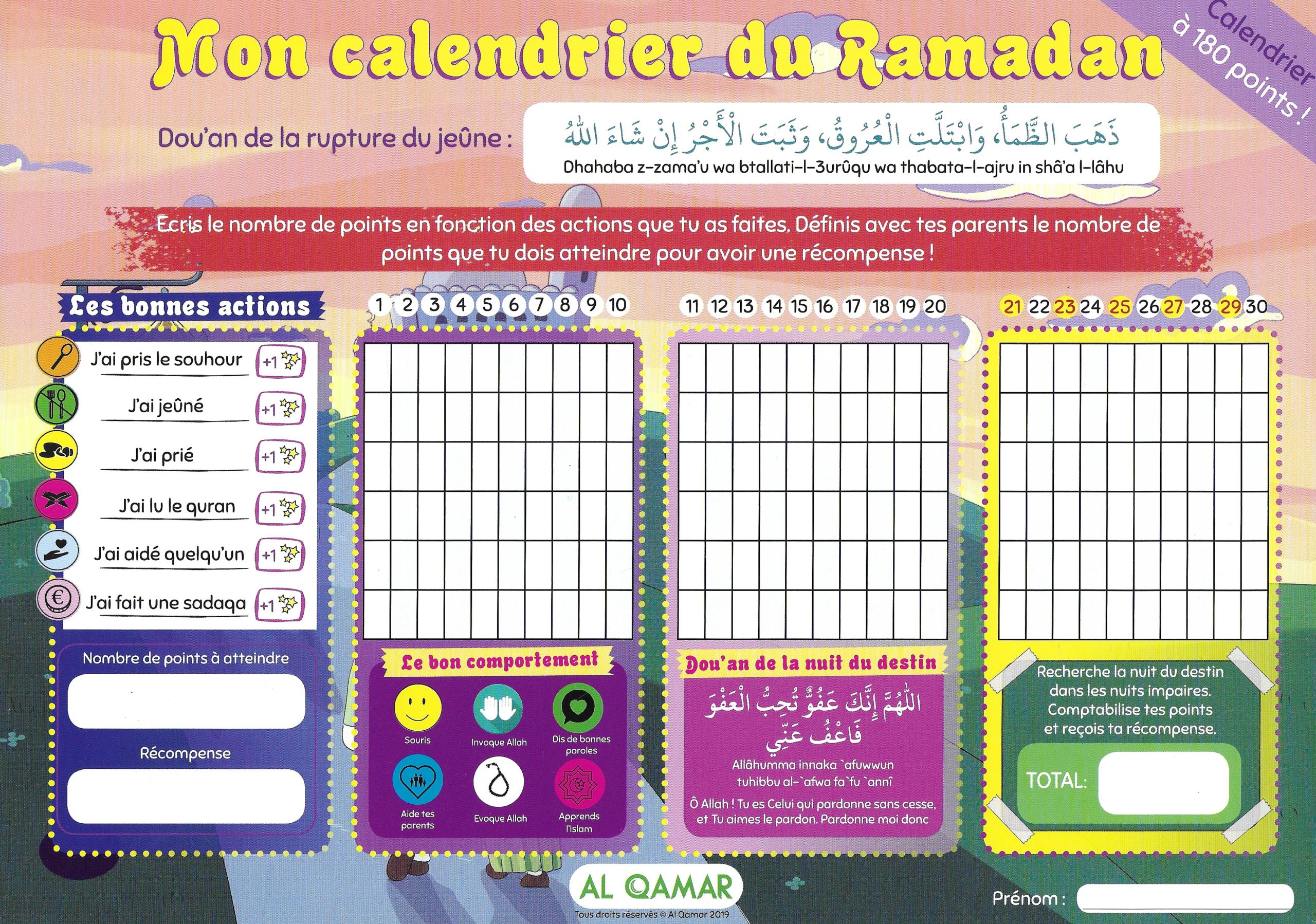 Mon calendrier du Ramadan